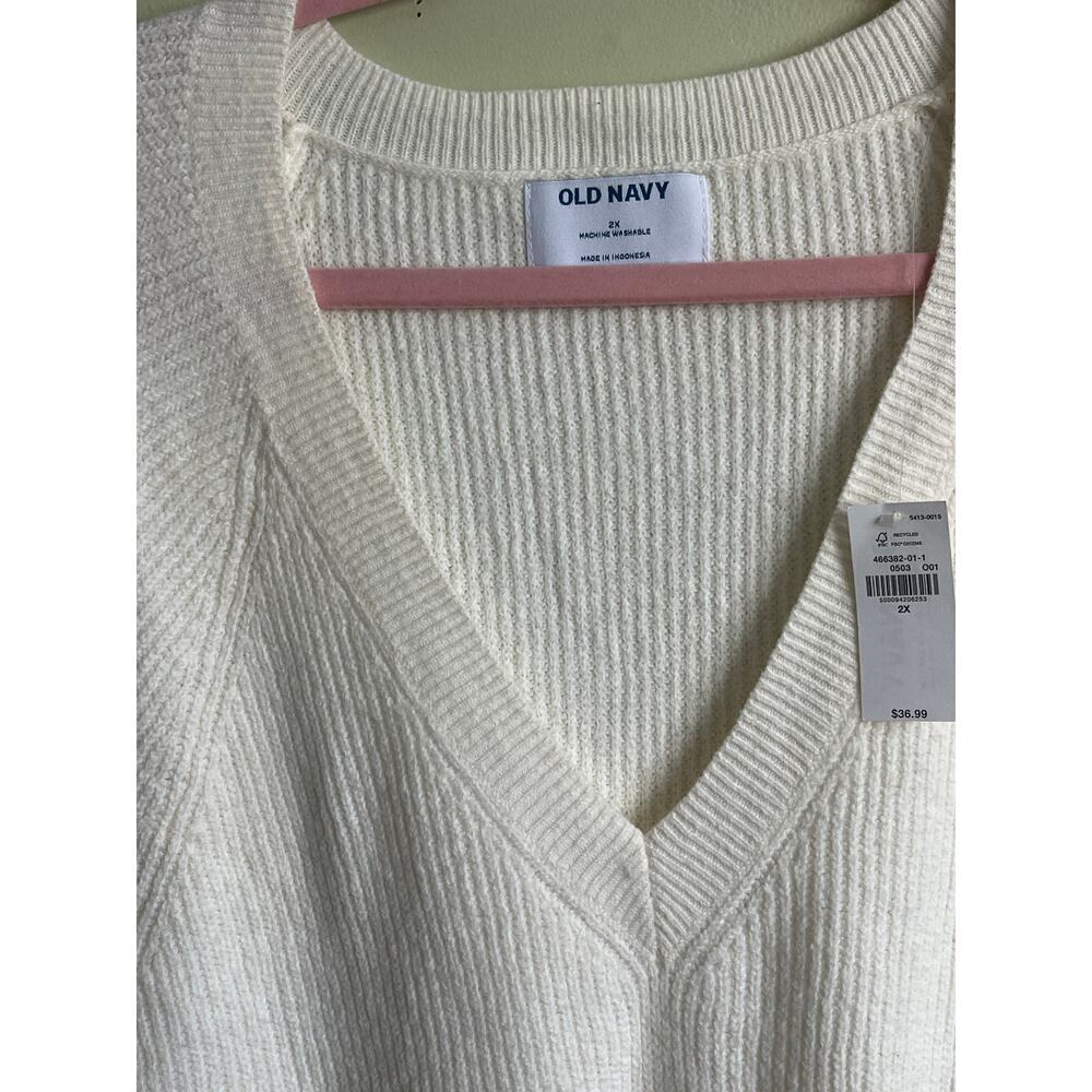 Old Navy good v-neck pullover creme de La sweater, size 2X, MSRP $37, NWT - Picture 9 of 10